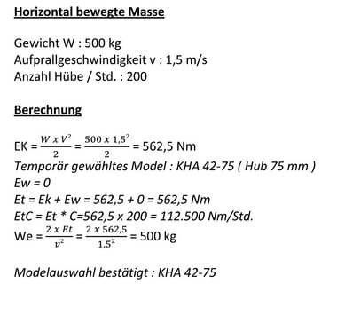 Berechnung Industriestossd Zu sehen ist eine Berechnung eines Industriestossd