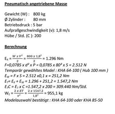 Berechnung Industriestossd Zu sehen ist eine Berechnung eines Industriestossd