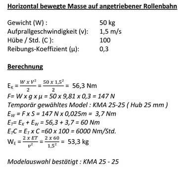 Berechnung Industriestossd Zu sehen ist eine Berechnung eines Industriestossd