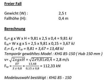Zu sehen ist eine Berechnung zum Fall Schwerlastd